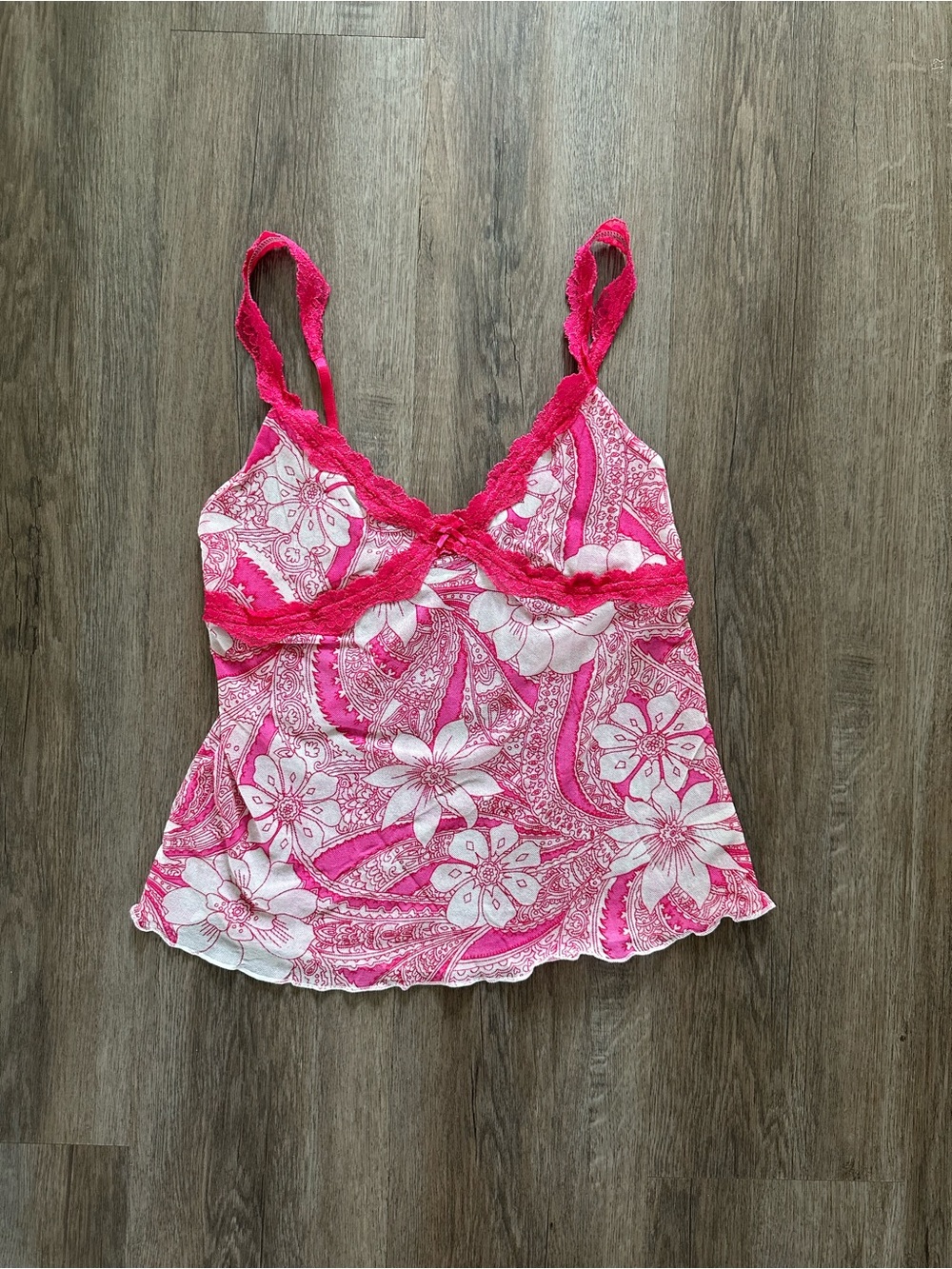 Old Navy Pink Floral Lace-Trim Tank